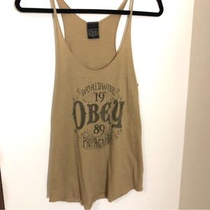 mustard Obey graphic tank